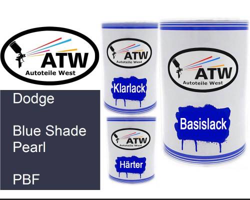 Dodge, Blue Shade Pearl, PBF: 500ml Lackdose + 500ml Klarlack + 250ml Härter - Set, von ATW Autoteile West.